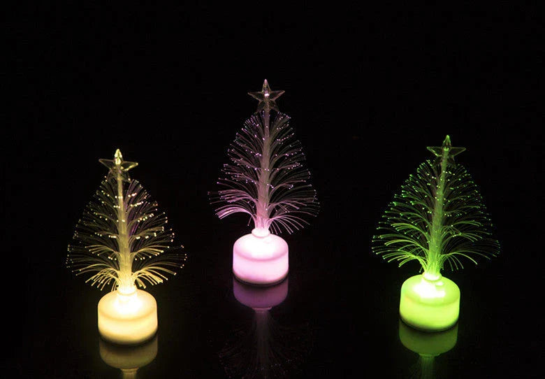 Vibrant color-changing LED fiber optic Christmas tree lamp with stable round base