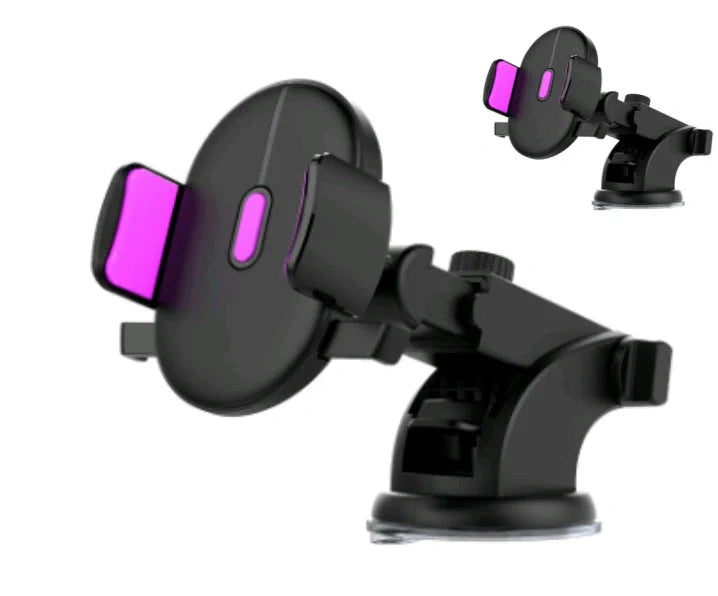 Telescopic car phone holder with suction cup and 360-degree rotation
