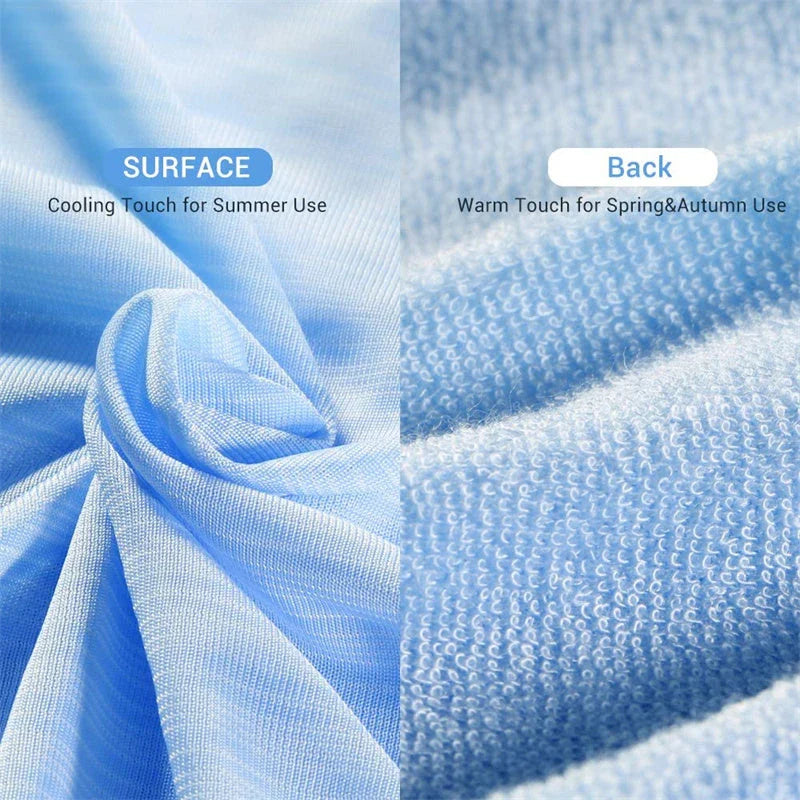A premium polyester cooling blanket with innovative Japanese cooling fibers that provides refreshing temperature regulation for a comfortable sleep experience