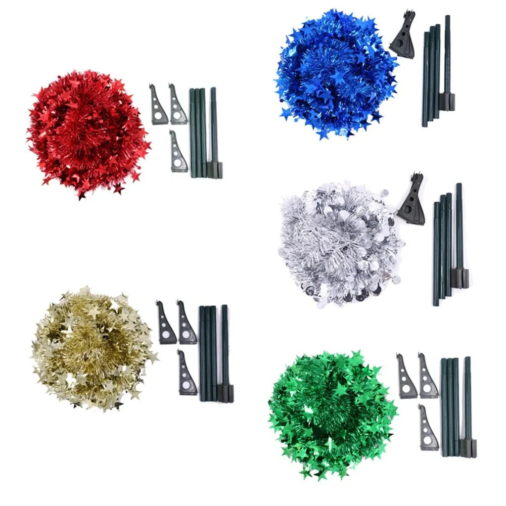 Collapsible artificial Christmas tree with stand and sequin decorations