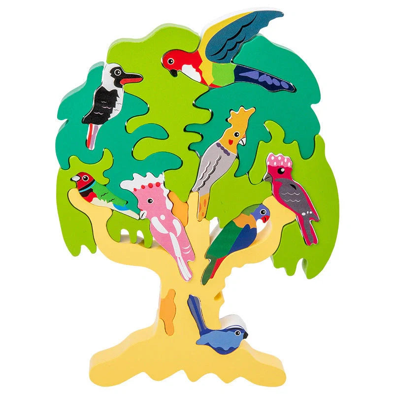 Wooden Bird Tree 3D Jigsaw Puzzle for children aged 4-6, educational toy