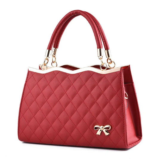 Elegant crossbody shoulder bag with decorative bow in high-quality PU leather