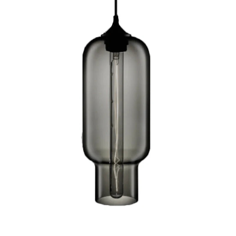 Nordic Modern Loft Pendant Lamp with glass body and aluminium shade in various colours