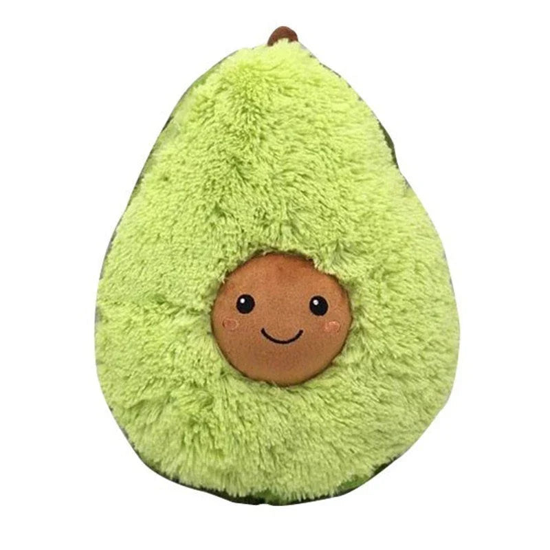Soft and cuddly plush avocado-shaped pillow in various sizes, perfect for decoration, relaxation, and playtime