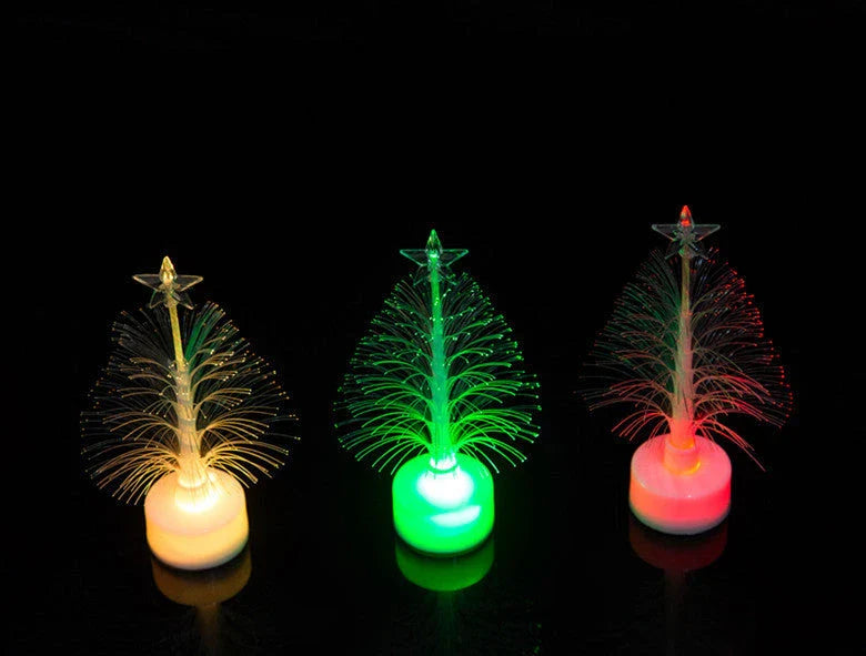 Vibrant color-changing LED fiber optic Christmas tree lamp with stable round base
