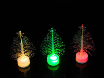 Vibrant color-changing LED fiber optic Christmas tree lamp with stable round base