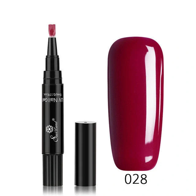 3-in-1 Gel Nail Varnish Pen with Glitter for easy one-step nail art