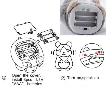 15CM Little Talking Hamster Toy in light brown, dark brown, and grey