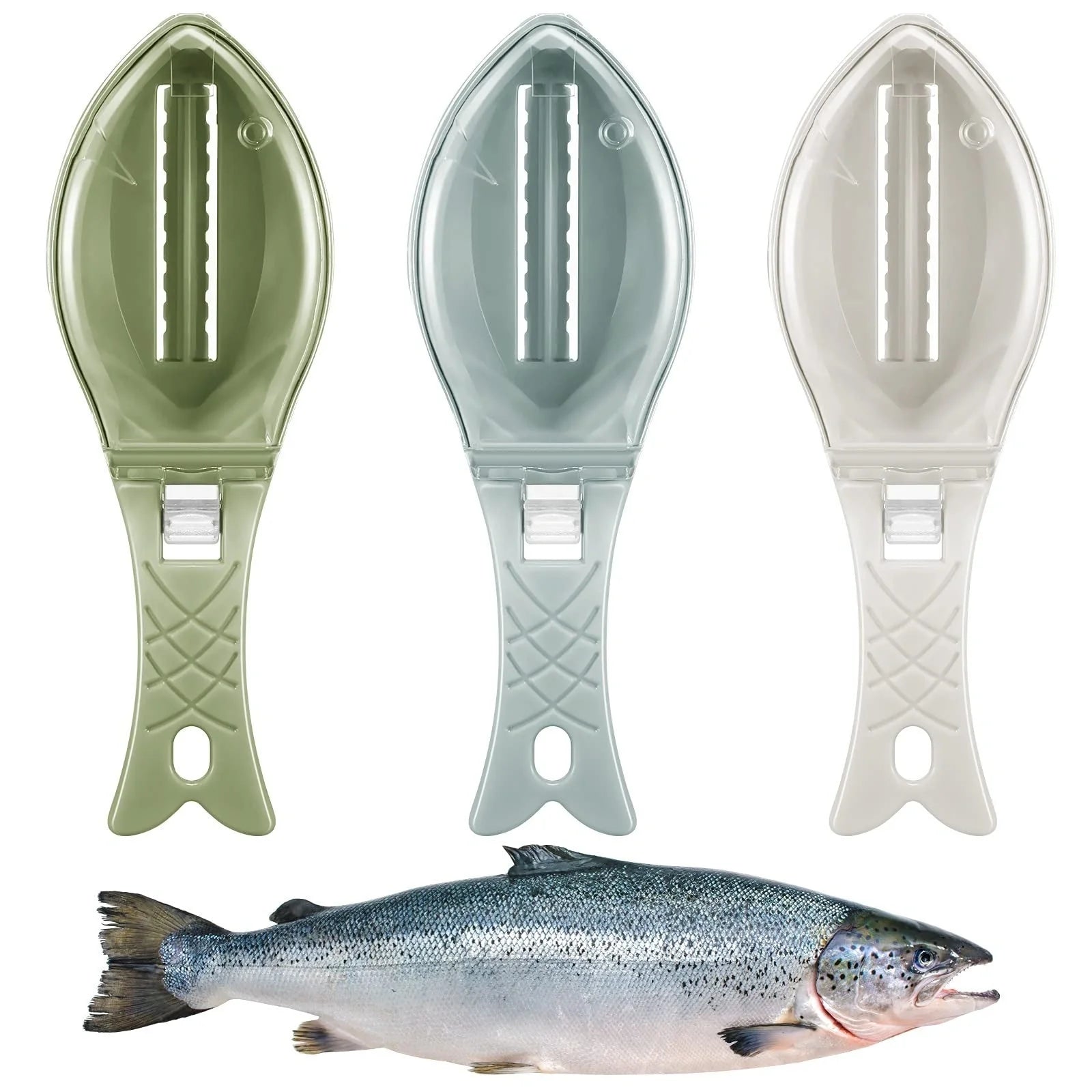 Fish Scale Scraper with cover design for mess-free descaling