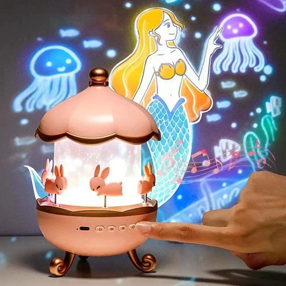 USB rechargeable space rotation night light projector for kids room with 12 films