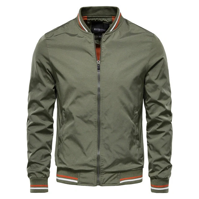 Men's stylish striped zip-up jacket with pockets in various colours