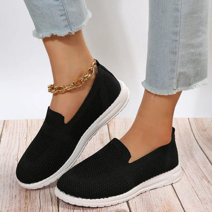 Women's breathable mesh slip-on loafers in white, beige, black, and blue