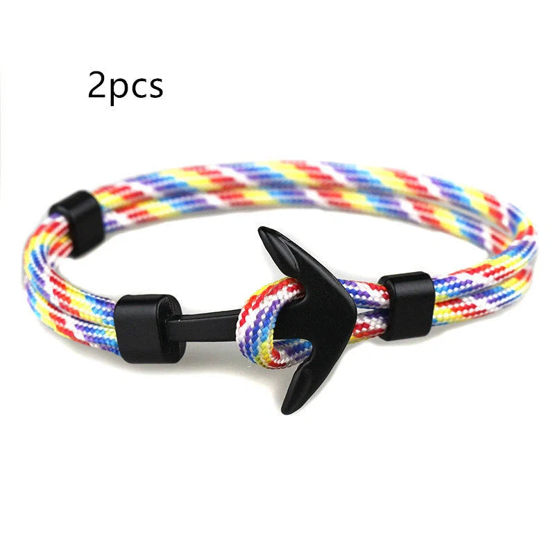 Anchor Bracelet featuring a nautical symbol on a cotton-linen rope
