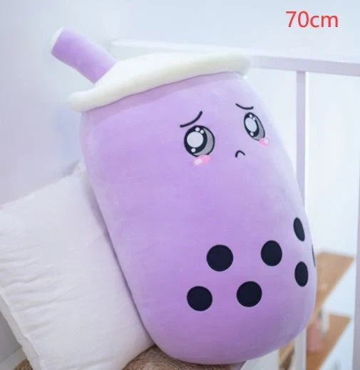 Strawberry Milk Tea Plush Boba Toy Pillow in various colours and sizes