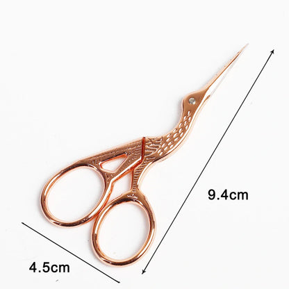 Elegant stainless steel crane embroidery scissors in various colors