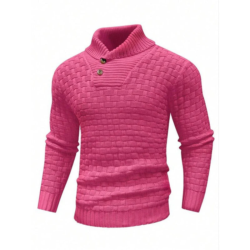 Men's slim button turtleneck sweater in various colours for stylish winter wear