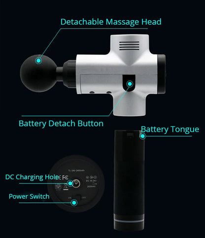 Premium deep tissue massage gun with interchangeable heads and whisper-quiet operation for relaxing muscle therapy