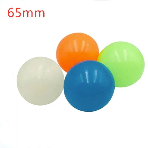 Premium Luminous Sticky Stress Relief Balls in various colors and sizes, with a glow-in-the-dark feature for a captivating and soothing relaxation experience.