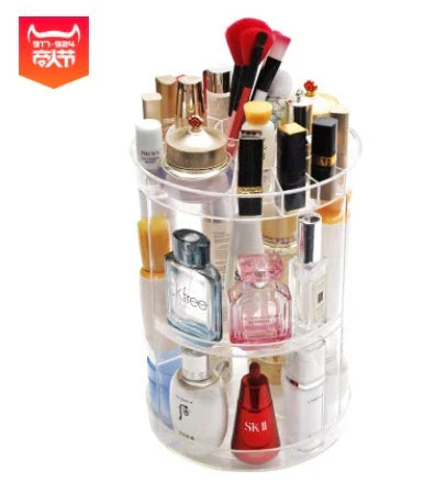 Diamond Wave Makeup Organiser with 360-degree rotating compartment and premium finishes