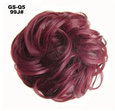 Synthetic wavy curly messy hair bun for women, 12cm diameter, high temperature wire