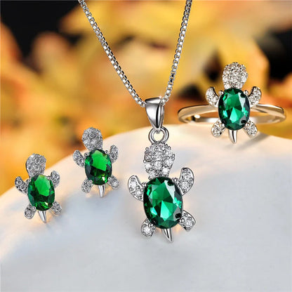 Stylish turtle pendant necklace with vibrant rainbow stones, perfect for women and children.