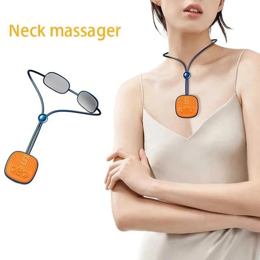 Intelligent Portable Pulse 4D Cordless Neck Massager in blue and pink with thermostatic hot compress