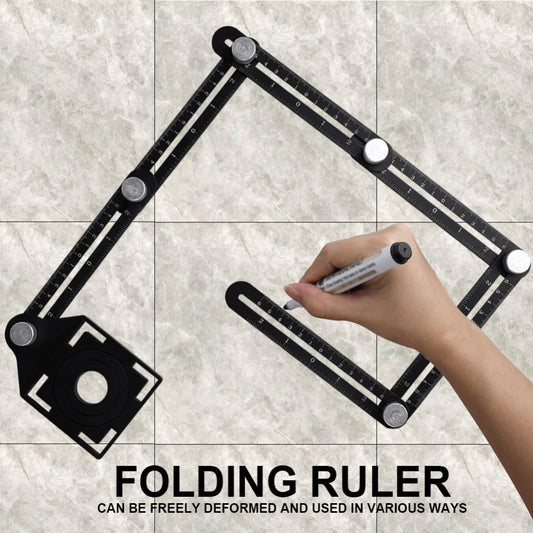 Aluminum alloy six-folding multi-angle measuring ruler for precise tile and lumber layouts