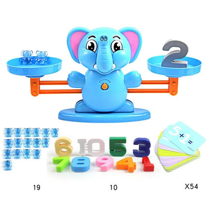 Engaging early learning math balance toys for preschool children featuring colorful animal designs