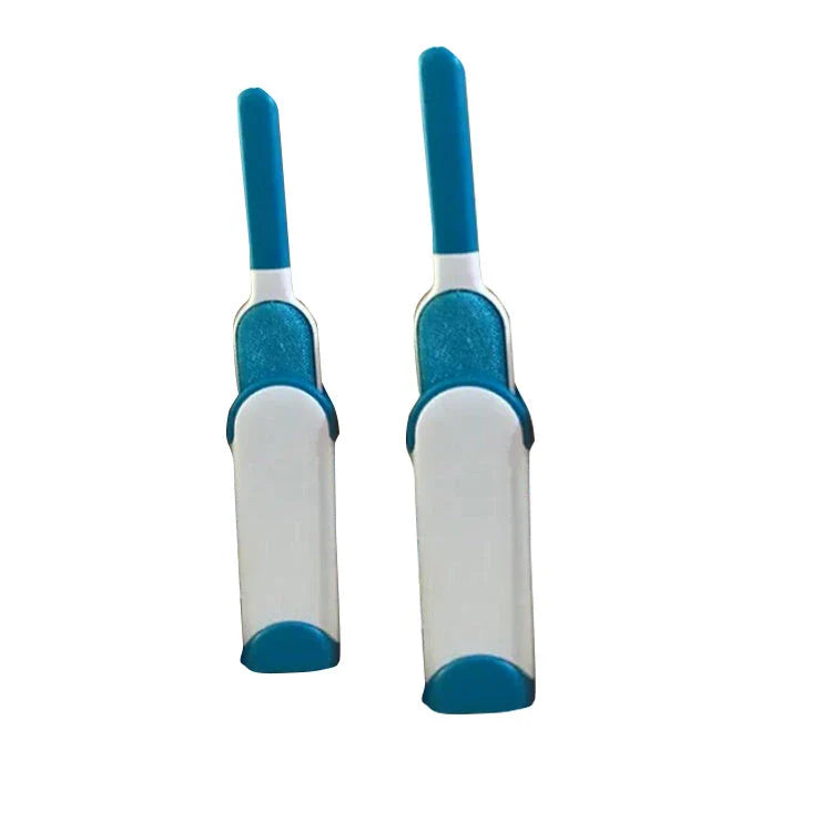 A reusable pet hair remover comb with a self-cleaning base, perfect for removing fur and lint from sofas, chairs, and other upholstery.
