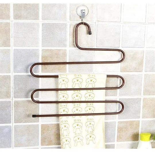 Sturdy and Stylish 5-Tier Pants Rack in Stainless Steel, Designed to Maximize Closet Space and Organize Pants, Jeans, and Trousers