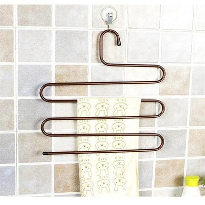 Sturdy and Stylish 5-Tier Pants Rack in Stainless Steel, Designed to Maximize Closet Space and Organize Pants, Jeans, and Trousers