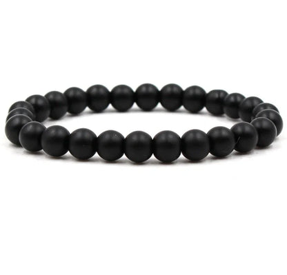 Classic black matte green malachite bracelets with elastic strand for unisex wear