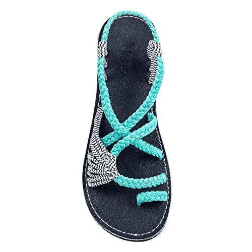 European and American beach flip flops with anklet straps in various colours
