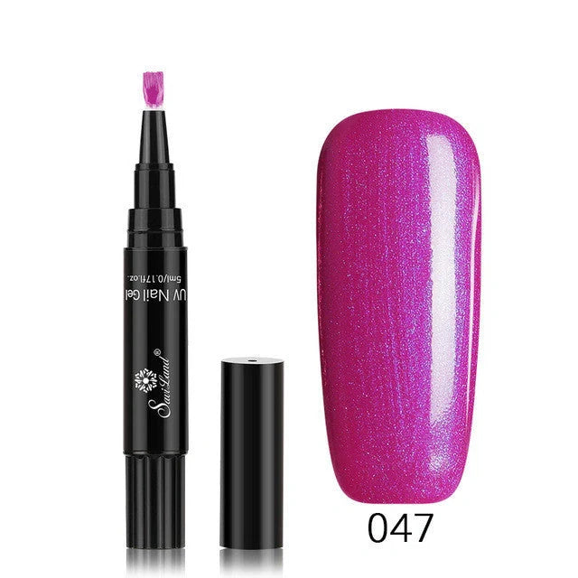 3-in-1 Gel Nail Varnish Pen with Glitter for easy one-step nail art
