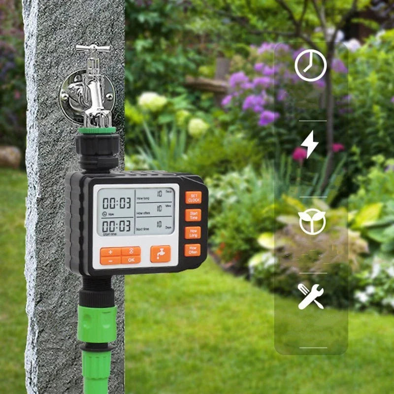 Premium outdoor automatic irrigation timer with 3 customisable watering programs, weatherproof design, and user-friendly controls