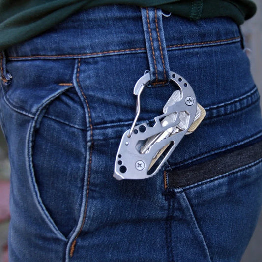 Outdoor portable multi-function key clip with optional bottle opener