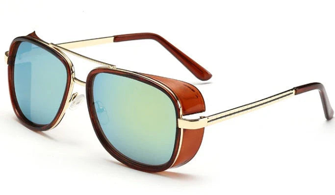 Stylish driving sunglasses with a retro-inspired design, durable metal and plastic frame, and advanced UV protection for all-weather driving and outdoor activities.