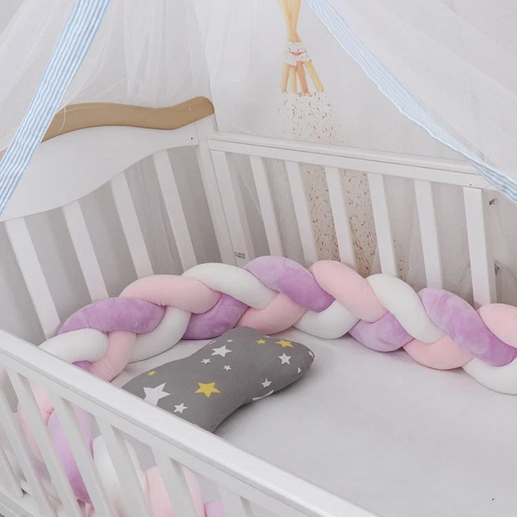 Baby Bumper Bed Braid Knot Pillow Cushion for infant crib safety in various colours