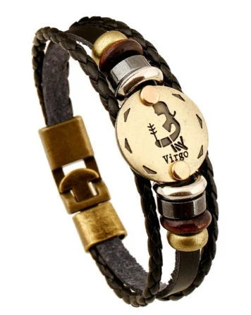 Stylish constellation-themed leather bracelet with adjustable length and variety of designs