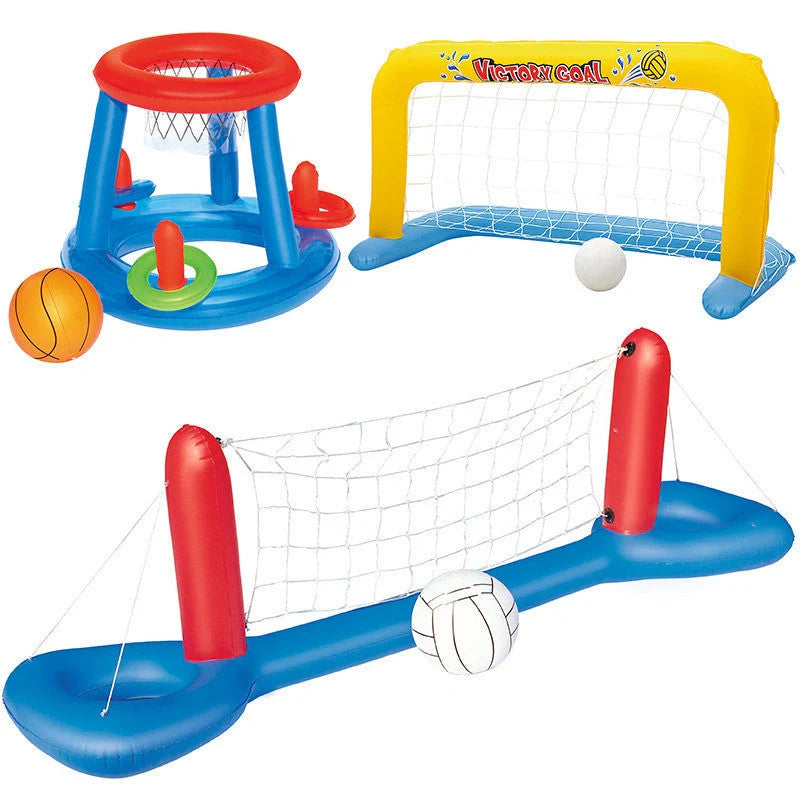 Giant inflatable pool toy for volleyball and football games in blue