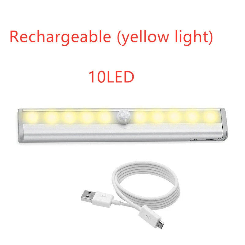 Sleek motion-activated LED cabinet light with infrared sensor for hands-free, energy-efficient illumination