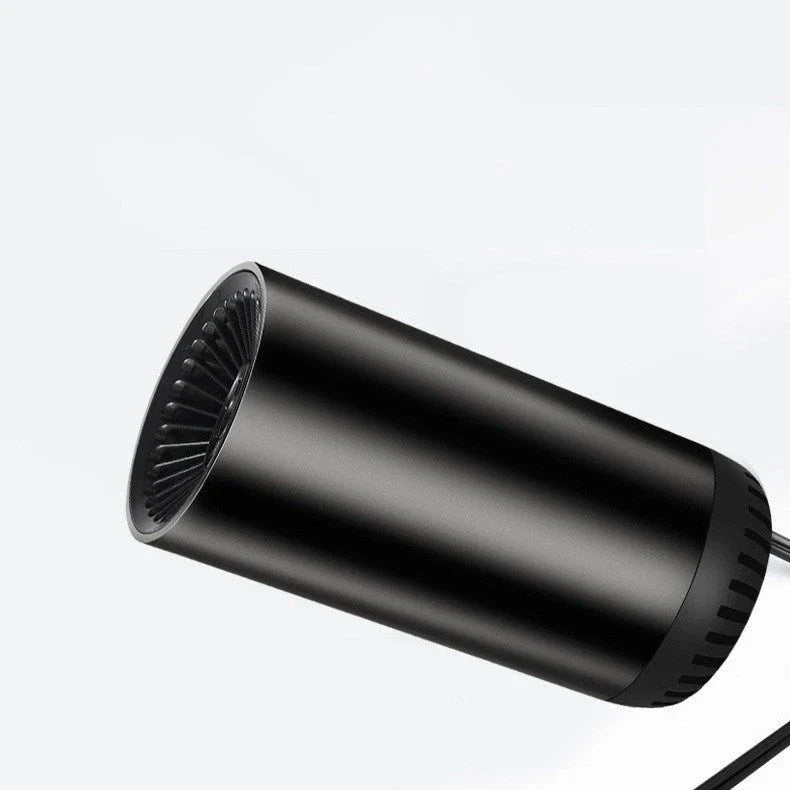 Compact car heater with adjustable airflow and heating/cooling functionality for year-round in-car comfort