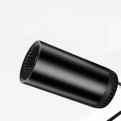 Compact car heater with adjustable airflow and heating/cooling functionality for year-round in-car comfort