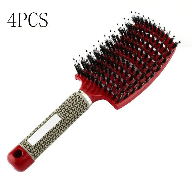 A premium hair brush with a sleek design, featuring soft bristles and a rounded massage function for healthy, detangled hair