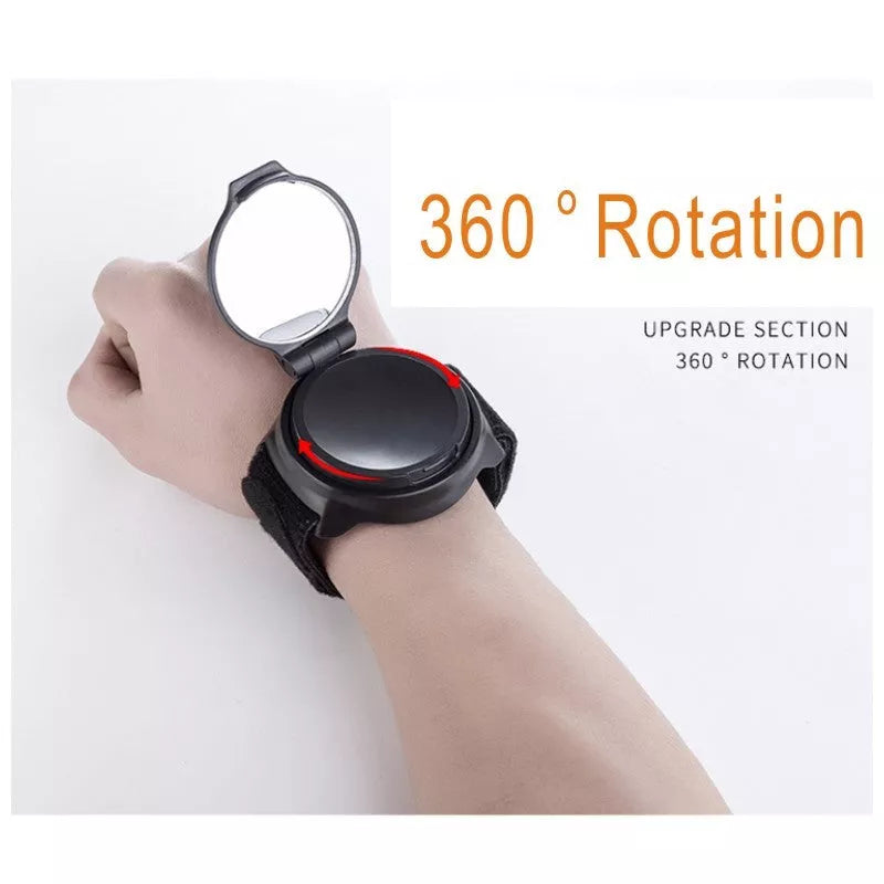 Wrist riding rear view mirror with 360° rotation and anti-slip mat for cyclists