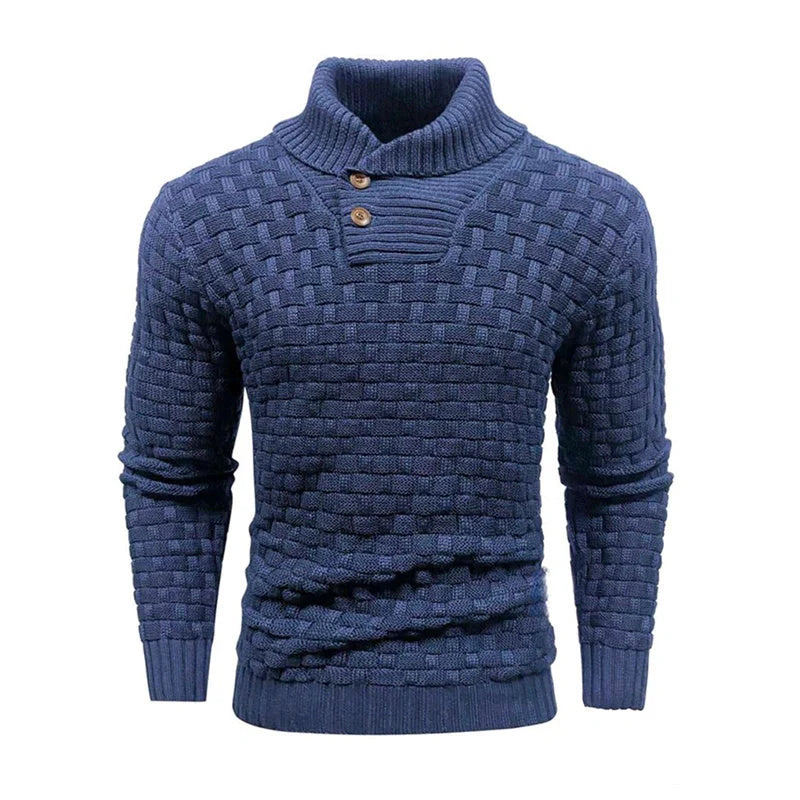 Men's slim button turtleneck sweater in various colours for stylish winter wear