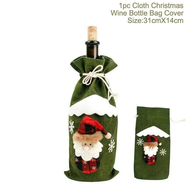 Festive Christmas wine bottle socks in vibrant colours, 14cm x 31cm