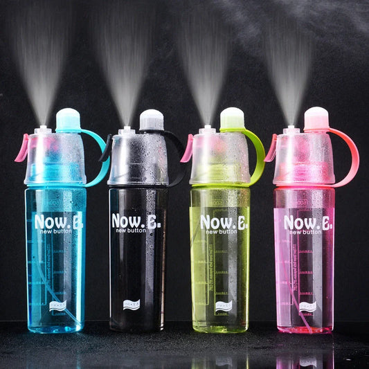 Refreshing mist spray cup with adjustable water spray, transparent scale, and compact design for outdoor activities