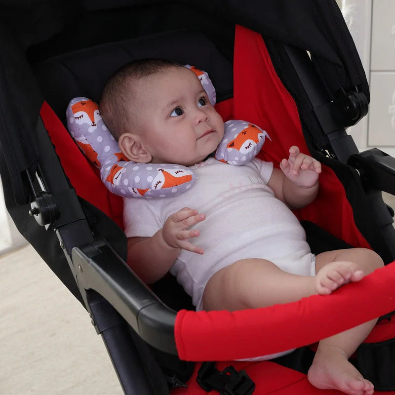 U-shaped baby head support pillow in pure cotton for car safety seats