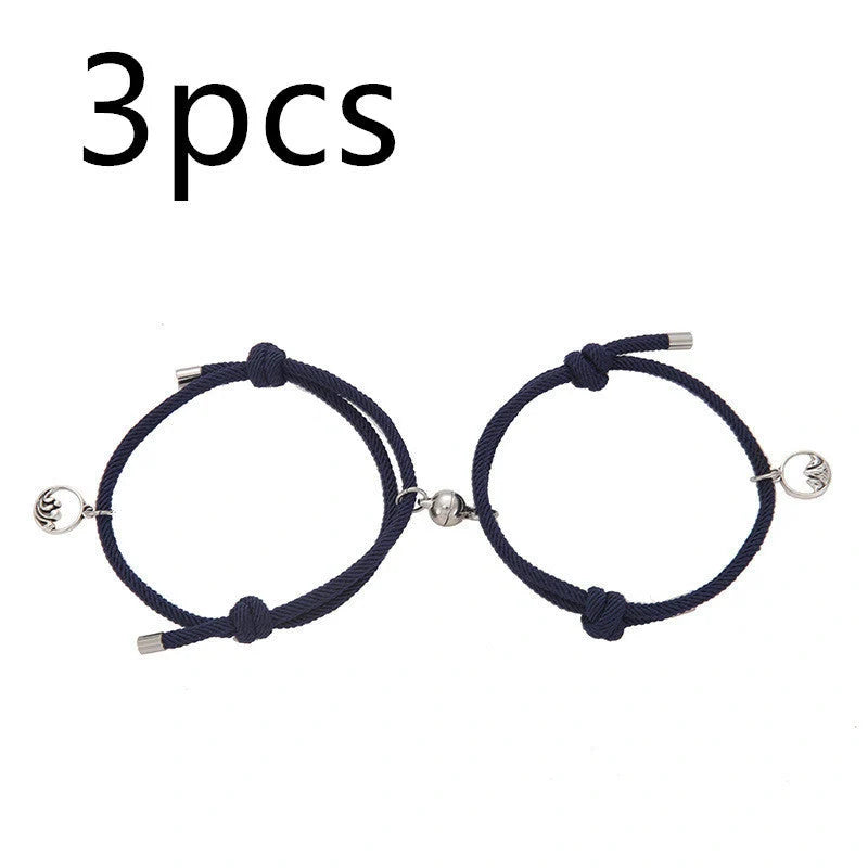 Magnetic Couple's Bracelet Set with adjustable alloy design, symbolising eternal love and connection.
